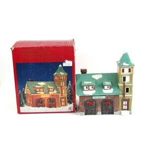 Dickens Collectables Porcelain Hand-Painted Lighted House 1992 - Fire Station